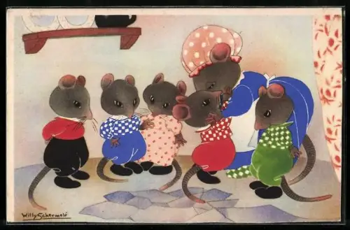 Künstler-AK Willy Schermele: De Muizenvijfling
