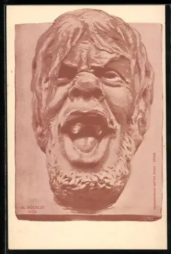 Künstler-AK Arnold Böcklin: Skulptur eines lachenden Mannes