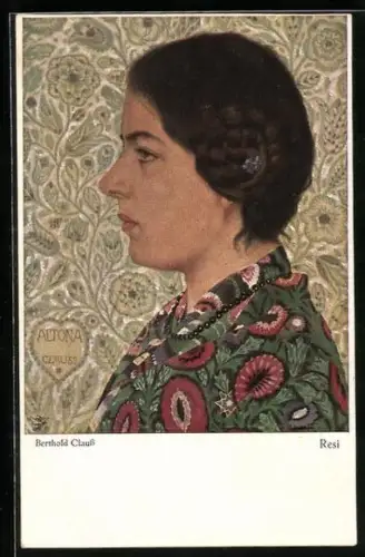 Künstler-AK Berthold Clauss: Ernste Dame im Profil