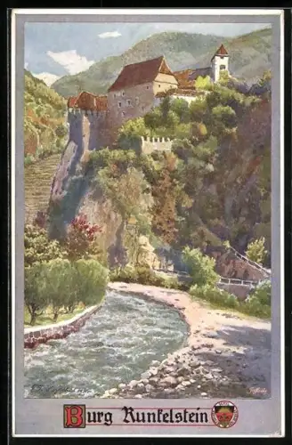 Künstler-AK E. F. Hofecker: Deutscher Schulverein Nr. 331, Burg Runkelstein, Partie am Bachufer