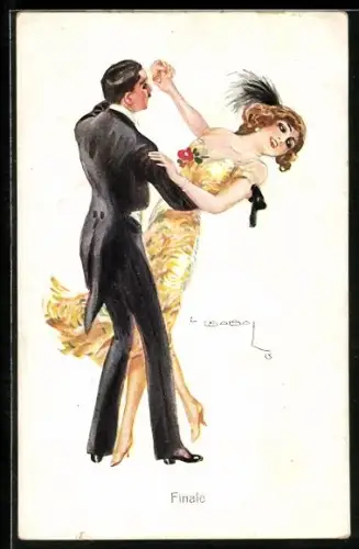 Künstler-AK Luis Usabal: Tanzpaar auf dem Parkett