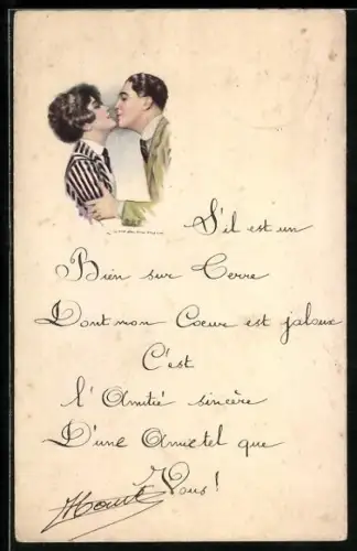 Künstler-AK Nanni: Elegantes Pärchen vor dem Kuss