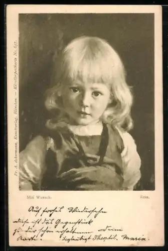 Künstler-AK Mizi Wunsch: Rosa im Porträt