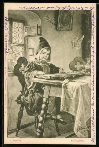 Künstler-AK Franz Doubek: Münch`ner Kindl spielt eine Zither