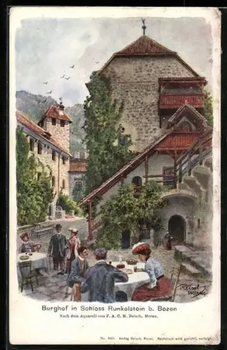 Künstler-AK F.A.C.M. Reisch: Bozen, Burghof in Schloss Runkelstein