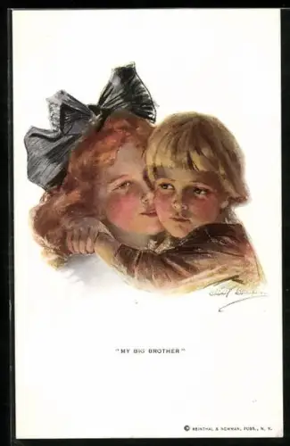 Künstler-AK Philip Boileau: My big Brother, kleiner Bruder umarmt seine Schwester