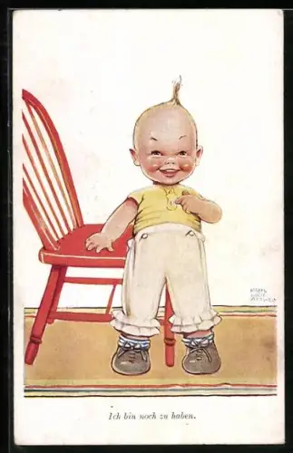 Künstler-AK Mabel Lucie Attwell: Junge steht am Stuhl