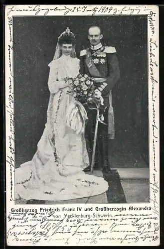 AK Grossherzog Friedrich Franz IV. und Grossherzogin Alexandra von Mecklenburg-Schwerin, Einzug am 5. Juli 1904