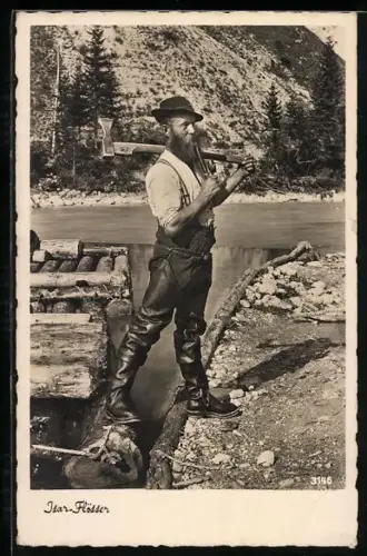 AK Isar-Fäller am Flussufer