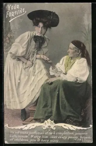 AK Hellseherin liest einer Frau aus der Hand