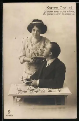 AK Karten-Orakel, Paar beim Kartenlegen