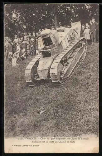 AK Rennes, Char du 505e Regiment de Chars de Combat évoluant sur la butte du Champ de Mars