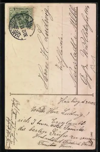 AK Segelboot mit einem Geldschein als Segel, Neujahr