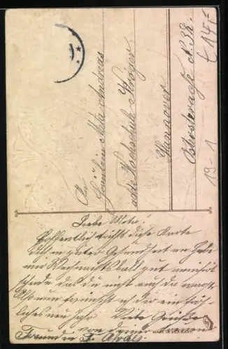 Lithographie Mädchen mit Geldscheinen