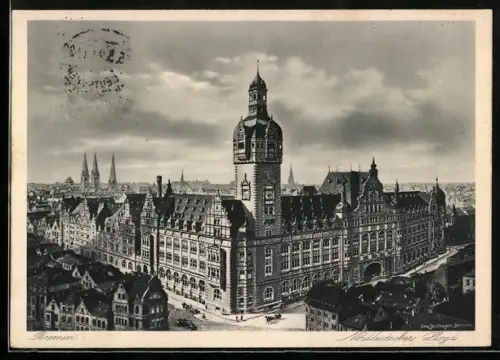 AK Bremen, 6. Bundestag des Bundes Deutscher Philatelisten-Verbände, Panorama von Bremen