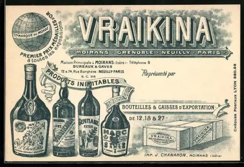 AK Vraikina, Produits Inimitables, Bouteilles & Gaisses d`Exportation