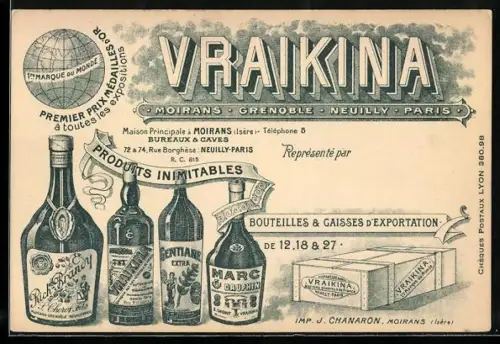 AK Vraikina, Produits Inimitables, Bouteilles & Gaisses d`Exportation, Reklame
