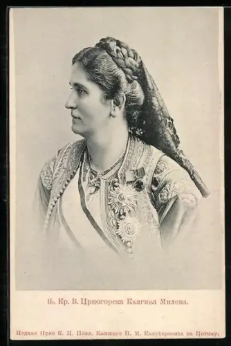 AK Portrait Milena Vukotic, Fürstin & Königin von Montenegro