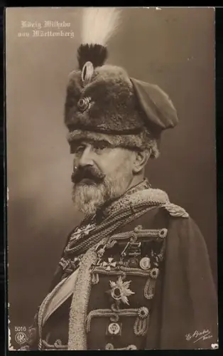 AK Porträt König Wilhelm von Württemberg in Husarenuniform mit Orden