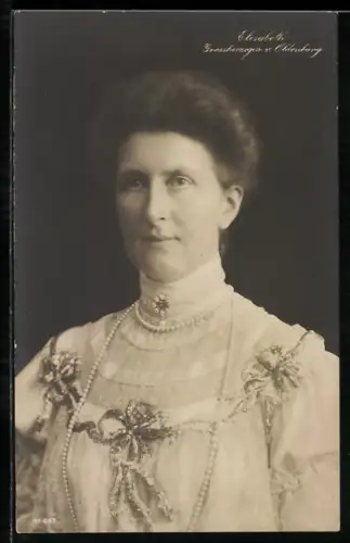 AK Elisabeth von Oldenburg mit Perlenkette