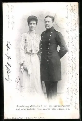 AK Grossherzog Wilhelm Ernst von Sachsen-Weimar-Eisenach mit Prinzessin Caroline Reuss ä. L.