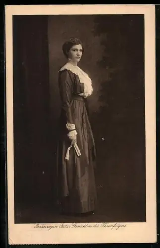 AK Kaiserin Zita von Österreich im schwarzen Kleid