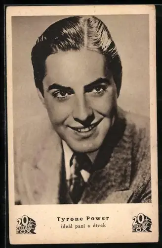 AK Schauspieler Tyrone Power mit fröhlichem Lächeln