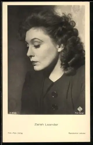 AK Schauspielerin Zarah Leander, Portrait von der Seite
