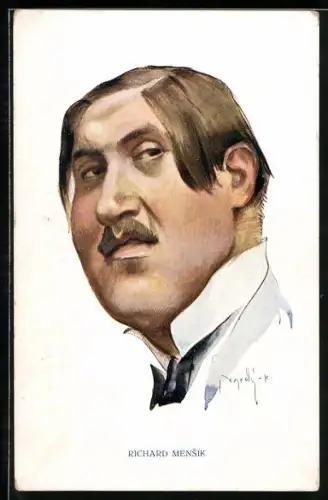 Künstler-AK Schauspieler Richard Mensik im Hemd