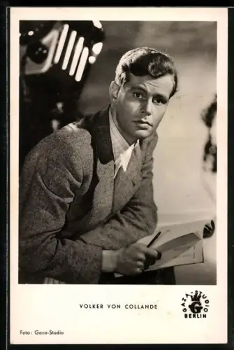 AK Schauspieler Volker von Collande in schwarzweiss fotografiert