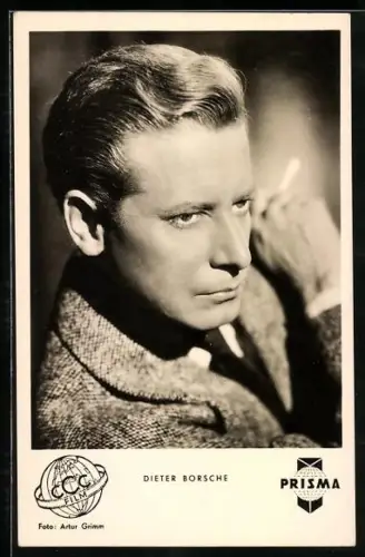 AK Schauspieler Dieter Borsche mit Zigarette und ernstem Blick
