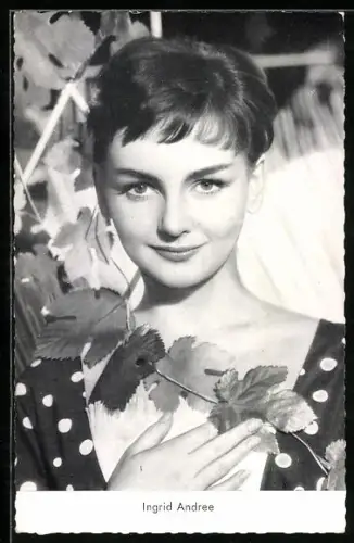 AK Schauspielerin Ingrid Andree in Kamera blickend