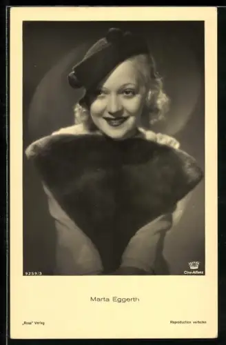 AK Schauspielerin Marta Eggerth mit Hut