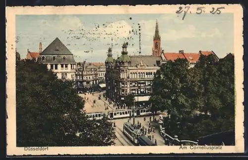 AK Düsseldorf, Strassenbahn am Corneliusplatz