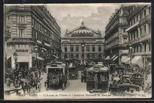 AK Paris, L`Avenue de l`Opéra, Strassenbahn