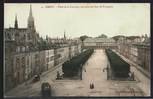AK Nancy, Place de la Carrière, Ortsansicht mit Strassenbahn