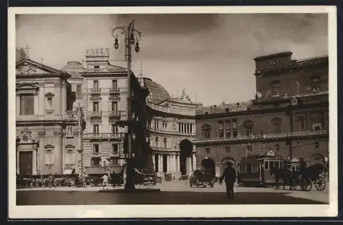 AK Napoli, Piazza Trieste e Trento, Strassenbahn
