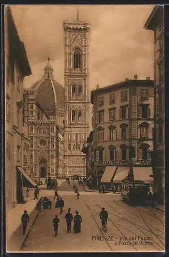 AK Firenze, Via dei Pecori, Strassenbahn