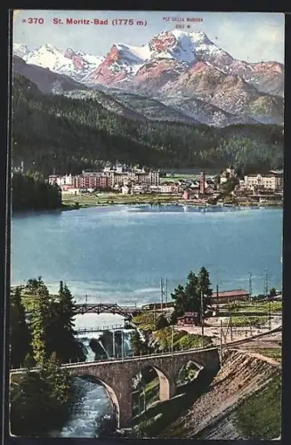 AK St. Moritz-Bad, Totalansicht aus der Vogelschau