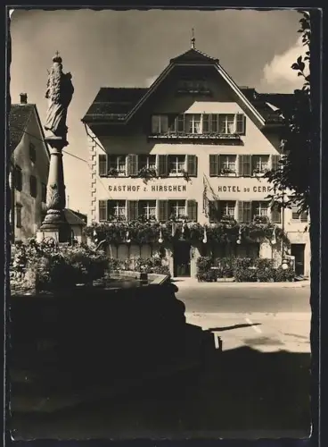 AK Sursee, Hotel Hirschen mit Brunnen