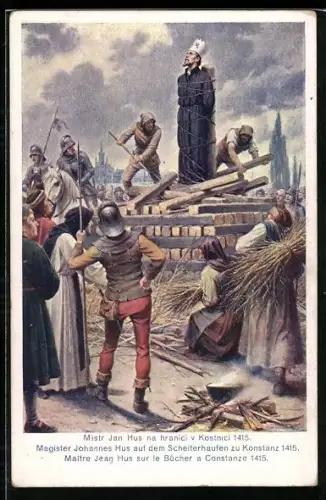 AK Konstanz, Magister Jan Hus auf dem Scheiterhaufen 1415