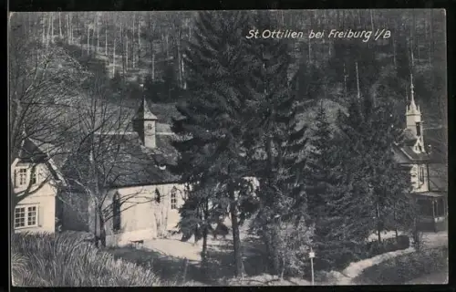 AK St. Ottilien bei Freiburg, Kirche und Umgebung