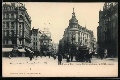 AK Frankfurt a. M., Blick nach der grossen Bockenheimer- und Goethestrasse