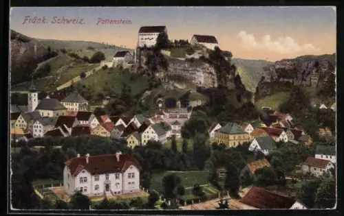 AK Pottenstein /Fränk. Schweiz, Burg und Ortsansicht