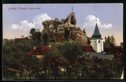 AK Wichsenstein /Fränk. Schweiz, Burgfelsen, Kirche