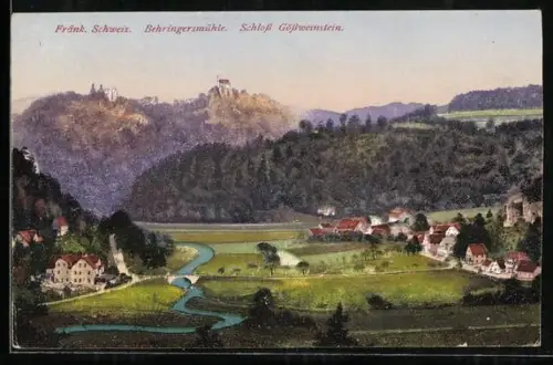 AK Behringersmühle /Fränk. Schweiz, Schloss Gössweinstein, Landschaftsansicht