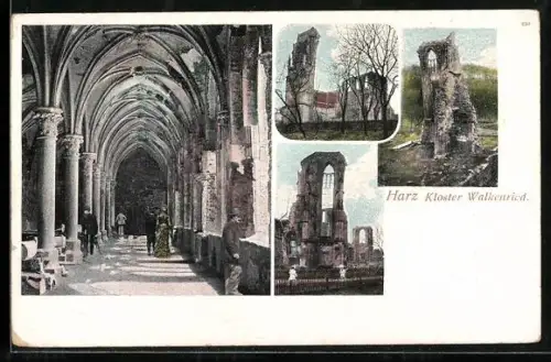 AK Walkenried /Harz, Kloster Walkenried, Kreuzgang, Ruinen