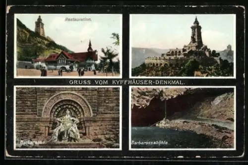 AK Kyffhäuser, Kyffhäuser-Denkmal, Restaurant, Barbarossahöhle, Barbarossa