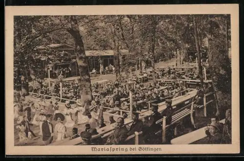 AK Mariaspring bei Göttingen, Biergarten mit Besuchern