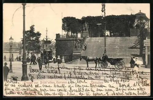 AK Dresden, Treppe zur Brühlschen Terrasse